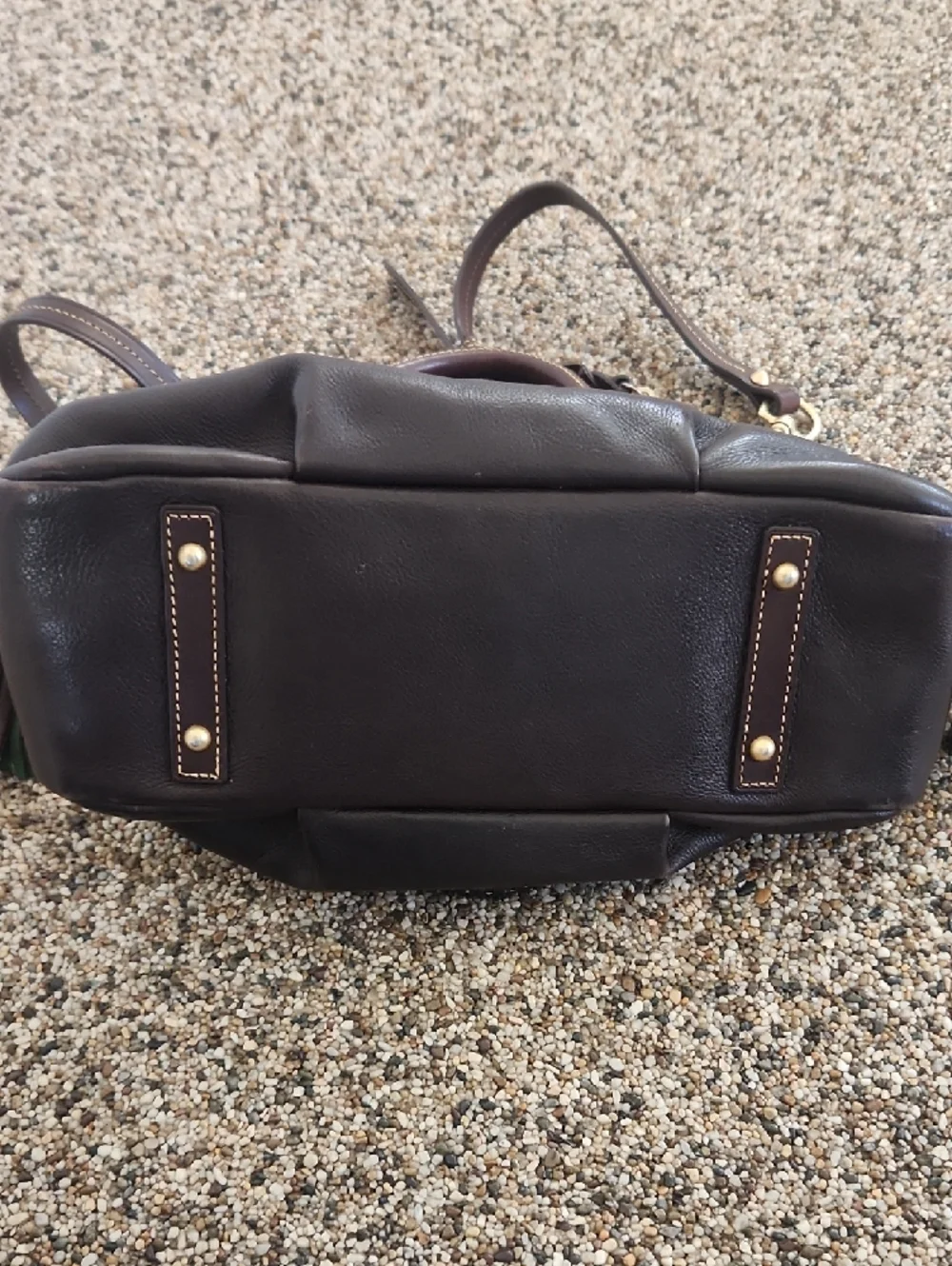 Dooney & Bourke Brown Leather Satchel with Gold Hardware and Red Trim - Picture 6 of 15